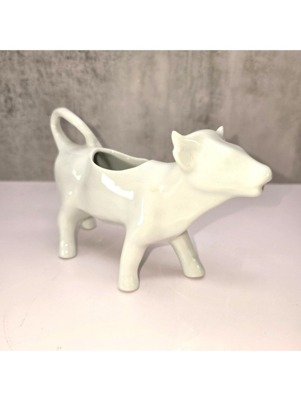 French Ceramic Cow Creamer Pitcher White Milk Jug Farmhouse Kitchen Decor CM2345